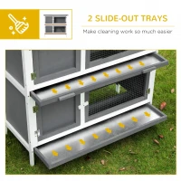 PawHut Wooden Bunny Rabbit Hutch, Small Animal Habitat with Ramp, Removable Tray & Weatherproof Roof, Indoor/Outdoor, Grey(m-6)