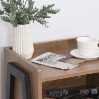 HOMCOM Industrial Nightstands Set of 2, Stackable End Tables with Steel Legs and Open Shelves for Living Room, Bedroom, Oak(m-12)