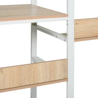 HOMCOM Industrial Style Standing Sitting Computer Desk with Steel Frame, Storage Shelf(m-14)