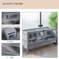 PawHut 2 Tiers Wooden Hamster Cage Mice and Rat House Small Animal Habitat with Double Room and Pull-out Tray(m-6)