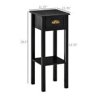 HOMCOM 2-Tier Side Table with Drawer Shelf, End Table for Living Room Hallway, Black(m-3)