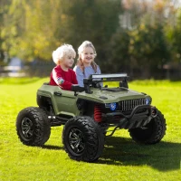 Aosom Kids Ride On Car Off Road Toy Truck SUV, 12V Electric Battery Powered with Remote Control, MP3 function, Adjustable Speed, and Four Wheel Spring Suspension, Green(m-10)