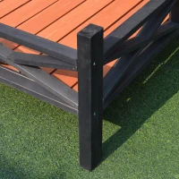 PawHut Wooden Dog House with Porch, Outside Dog House with Water-resistant Asphalt Roof, Ladders, Fencing, Window, for Small and Medium Dogs, Natural(m-15)