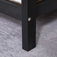 HOMCOM Two-Tone Woodgrain Writing Work Desk with Large Desktop and 2 Open Storage Shelves for Office, Dark Walnut/Black(m-11)