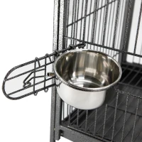 PawHut 18" Heavy Duty Wrought Iron Travel Bird Cage Carrier With Handle Perch And Accessories - Black(m-11)