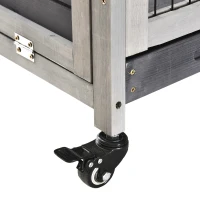 PawHut Indoor Rabbit Enclosure, Wooden Elevated Cage Habitat with Enclosed Run with Wheels - Ideal for Rabbits and Guinea Pigs(m-10)