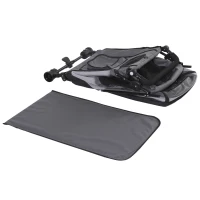 PawHut Pet Stroller Foldable Dog Cat Carriage with Adjustable Handlebar Rear Door EVA Wheel Brake Storage Bag Mesh Window Safety Leash Grey(m-10)