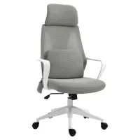 Vinsetto Ergonomic Home Office Mesh Desk Chairs, Computer Task Chair with Massage Lumbar Cushion, Adjustable Seat & Headrest,  Rocking Function, Grey(m-1)