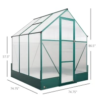 Outsunny 6' x 6' x 7' Walk-in Plant Polycarbonate Greenhouse with Temperature Controlled Window Hobby Greenhouse for Backyard/Outdoor(m-3)