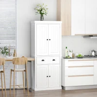 HOMCOM 72" Traditional Freestanding Kitchen Pantry Cabinet Cupboard with Doors and 3 Adjustable Shelves, White(m-10)