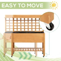 Outsunny 41"x18"x53" Elevated Garden Raised Bed with Shelf and Wheels Solid Wood Planter Flower Herb Boxes for Vegetables Flower Outdoor/Indoor - Brown(m-7)