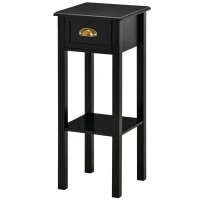 HOMCOM 2-Tier Side Table with Drawer Shelf, End Table for Living Room Hallway, Black(m-10)
