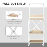 HOMCOM Rolling Dorm Kitchen Cart w/Shelving, 2 Lockable Wheels, and Side Wire Grids(m-6)