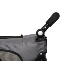 PawHut Pet Stroller Foldable Dog Cat Carriage with Adjustable Handlebar Rear Door EVA Wheel Brake Storage Bag Mesh Window Safety Leash Grey(m-11)