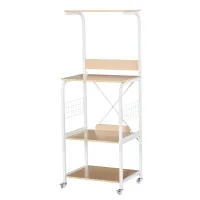 HOMCOM Rolling Dorm Kitchen Cart w/Shelving, 2 Lockable Wheels, and Side Wire Grids(m-1)