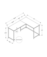 Monarch 58" L Corner Computer Desk - Black Top / Black Metal Frame(m-6)
