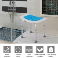 HOMCOM Adjustable Aluminum Bath Stool Spa Shower Chair Non-Slip w/ Shower Hole(m-5)