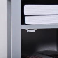 HOMCOM Modern End Table, Slim Side Table, Nightstand with Adjustable Open Shelf and Door Cabinet for Living Room, Bedroom, Grey(m-12)