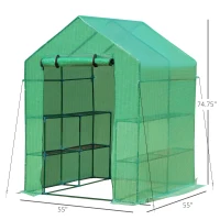 Outsunny 5' x 5' x 6' 2-Tier Shelf Greenhouse for Outdoor Garden Plant & Plant Use with PE Cover & Steel Frame(m-3)