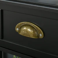 HOMCOM 2-Tier Side Table with Drawer Shelf, End Table for Living Room Hallway, Black(m-12)