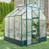 Outsunny 6' x 6' x 7' Walk-in Plant Polycarbonate Greenhouse with Temperature Controlled Window Hobby Greenhouse for Backyard/Outdoor(m-11)