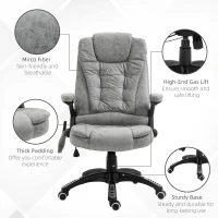 Vinsetto 6 Point Vibration Massage Office Chair with Heat, High Back Executive Office Chair with Padded Armrests, Microfiber Reclining Computer Chair, Gray(m-7)