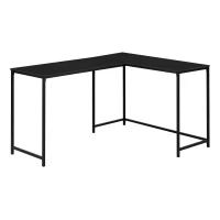 Monarch 58" L Corner Computer Desk - Black Top / Black Metal Frame(m-1)
