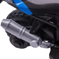 Aosom 6V Kids Motorcycle Dirt Bike Electric Battery-Powered Ride-On Toy Off-road Street Bike for Children with Rechargeable Battery, Pedal, Horn, Headlights, and Training Wheels for Balance Blue(m-15)