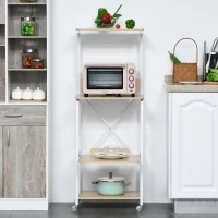 HOMCOM Rolling Dorm Kitchen Cart w/Shelving, 2 Lockable Wheels, and Side Wire Grids(m-2)