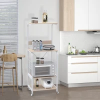 HOMCOM Rolling Dorm Kitchen Cart w/Shelving, 2 Lockable Wheels, and Side Wire Grids(m-8)