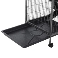 PawHut Deluxe Small Animal Cage Rolling Pet Product Play House Home with Platform, Ramps, Slide Out Tray, 4-Tier with Hammock and Universal Wheels(m-14)