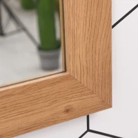 HOMCOM Industrial Style Square Bathroom Wall Mirror, Rustic Mirror, Barn Door Style Make Up Home Decoration, Wood(m-14)