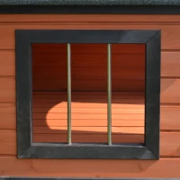 PawHut Wooden Dog House with Porch, Outside Dog House with Water-resistant Asphalt Roof, Ladders, Fencing, Window, for Small and Medium Dogs, Natural(m-11)