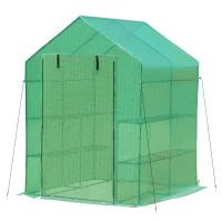 Outsunny 5' x 5' x 6' 2-Tier Shelf Greenhouse for Outdoor Garden Plant & Plant Use with PE Cover & Steel Frame(m-9)