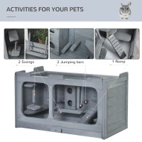 PawHut Wooden Extra Large Hamster Cage with Swings, Small Animal Cage and Habitat with Jumping Platforms, Hamster Habitat, Rats, Mice, Pull-Out Tray(m-5)