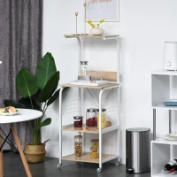 HOMCOM Rolling Dorm Kitchen Cart w/Shelving, 2 Lockable Wheels, and Side Wire Grids(m-9)