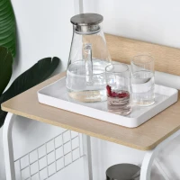 HOMCOM Rolling Dorm Kitchen Cart w/Shelving, 2 Lockable Wheels, and Side Wire Grids(m-14)