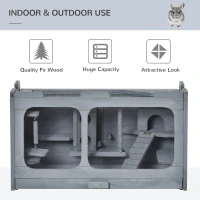 PawHut Wooden Extra Large Hamster Cage with Swings, Small Animal Cage and Habitat with Jumping Platforms, Hamster Habitat, Rats, Mice, Pull-Out Tray(m-4)