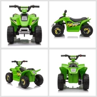Aosom 6V Kids ATV Ride on 4-Wheeler Car, Electric Quad Toy Battery Powered Vehicle with Forward/ Reverse Switch for 18-36 Months Old Toddlers, Green(m-8)