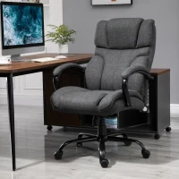 Vinsetto 500lbs Big and Tall Office Chair with Wide Seat, Ergonomic Executive Computer Chair with Adjustable Height, Swivel Wheels and Linen Finish, Dark Gray(m-13)