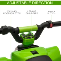 Aosom 6V Kids ATV Ride on 4-Wheeler Car, Electric Quad Toy Battery Powered Vehicle with Forward/ Reverse Switch for 18-36 Months Old Toddlers, Green(m-5)