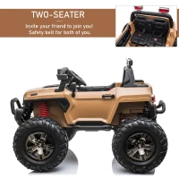 Aosom Kids Ride On Car Off Road Toy Truck SUV, 12V Electric Battery Powered with Remote Control, MP3 function, Adjustable Speed, and Four Wheel Spring Suspension, Yellow(m-8)