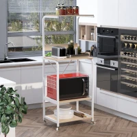 HOMCOM Rolling Dorm Kitchen Cart w/Shelving, 2 Lockable Wheels, and Side Wire Grids(m-10)