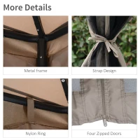 Outsunny 10' x 10' Gazebo Tent, Double Roof Outdoor Canopy Shelter, with Netting Fabric and Vented Roof, Steel Corner Frame for Garden, Lawn, Backyard, Taupe(m-8)