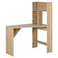 HOMCOM Nordic Style Wooden Computer Desk Workstation PC Laptop Writing Table with Storage and Shelf - Oak(m-1)