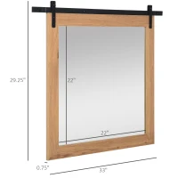 HOMCOM Industrial Style Square Bathroom Wall Mirror, Rustic Mirror, Barn Door Style Make Up Home Decoration, Wood(m-3)