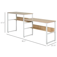 HOMCOM Industrial Style Standing Sitting Computer Desk with Steel Frame, Storage Shelf(m-3)