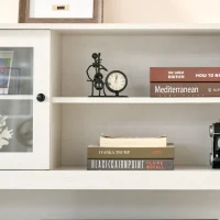 HOMCOM L-Shaped Desk with Hutch, Computer Desk with Drawers, Home Office Corner Desk Study Workstation Table with Storage Cabinets Shelves, White(m-13)