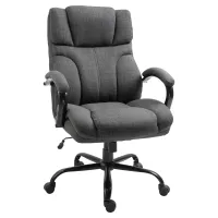 Vinsetto 500lbs Big and Tall Office Chair with Wide Seat, Ergonomic Executive Computer Chair with Adjustable Height, Swivel Wheels and Linen Finish, Dark Gray(m-1)