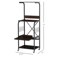 HOMCOM Kitchen Cart Rolling Microwave Stand Utility Baker's Rack Cart 4-Tier Storage Shelf on Wheels with Side Wire Grids, Black(m-3)